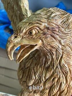 Huge Eagle Artist Figure Olive Wood 57X63Cm Hand Carved Bethlehem Artistic Craft