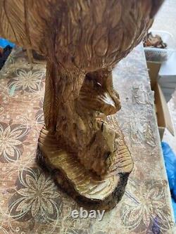 Huge Eagle Artist Figure Olive Wood 57X63Cm Hand Carved Bethlehem Artistic Craft