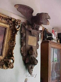 Huge Victorian Hand Carved Swiss Black Forest Eagle Wall Mounted Hat Stand
