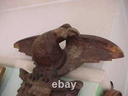 Huge Victorian Hand Carved Swiss Black Forest Eagle Wall Mounted Hat Stand