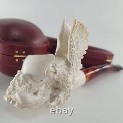 Hunting eagle meerschaum pipe handcarved block meerschaum by CPW #847