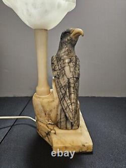 Italian Made around 1920. Beautiful Hand-carved Marble Eagle Table Lamp