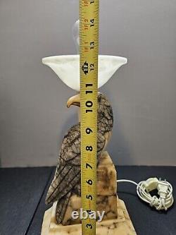 Italian Made around 1920. Beautiful Hand-carved Marble Eagle Table Lamp