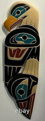 John AUGUST 18.75 EAGLE & RAVEN Coast Salish Haida Carving Hand Painted Art