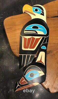 John AUGUST 24 EAGLE RAVEN Coast Salish Haida Carving Hand Painted Native Art L
