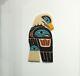 John August Eagle Costal Salish Haida Native Art Carving Hand Painted Teal Blue