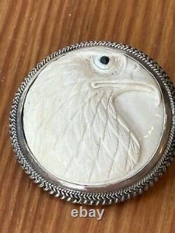 Korite 925 Carved Pendant Brooch Eagle