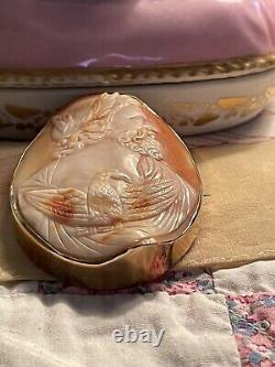 LARGE Victorian Hand-Carved Shell Cameo Brooch or Pin ZEUS and an EAGLE