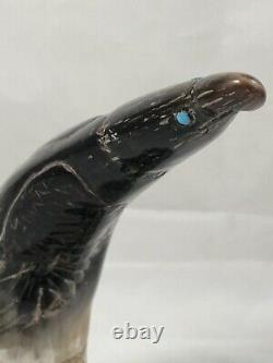 LARGE Zuni Hand Carved Horn Eagle Storyteller Centerpiece by Jed Pey