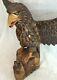 Large Hand Carved Wooden Eagle With Baby Bird 38 Wing Span 17 Tall