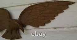 Large 32in Folk Art Hand Carved Wood Eagle Sculpture Wall Hanging ONE OF A KIND