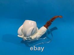 Large Eagle claw Meerschaum Pipe best hand carved smoking pfeife with case