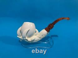 Large Eagle claw Meerschaum Pipe best hand carved smoking pfeife wth case