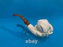 Large Eagle claw Meerschaum Pipe best hand carved smoking pfeife wth case