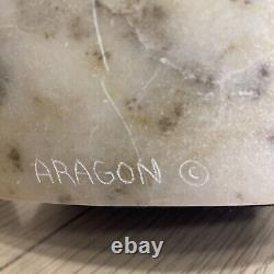Large Hand Carved Alabaster Eagle Signed Aragon