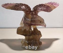 Large Hand Carved Chinese Fluorite Quartz Figure Eagle Bird of Prey