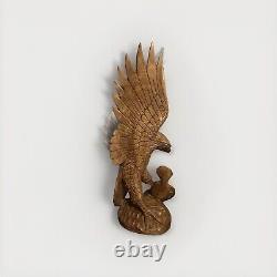 Large Hand Carved Solid Wood Eagle Statue