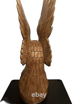 Large Hand Carved Solid Wood Eagle Statue