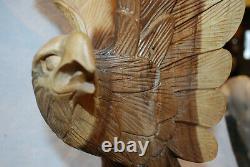 Large Stunning Hand Carved Majestic Wooden Eagle Statue AMERICA