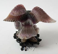 Large Vintage Hand Carved Chinese Fluorite Quartz Figure Eagle Bird of Prey