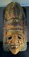 Large Vintage Hand Carved Wood Mask Mayan Warrior Aztec With Eagle