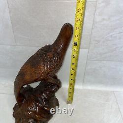 Large Wooden Bird Statue Hand Carved Sculpture