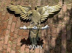 Large antique folk art Hand carved gold guilded Americana Eagle Wall Decor