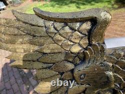 Large antique folk art Hand carved gold guilded Americana Eagle Wall Decor