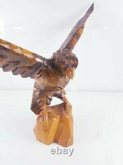 Large hand carved vintage wooden Eagle Classic United state Dark Light Brown