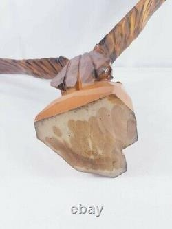 Large hand carved vintage wooden Eagle Classic United state Dark Light Brown