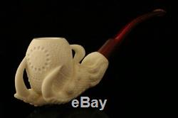 Lattice Eagle's Claw Hand Carved Block Meerschaum Pipe with CASE 10408
