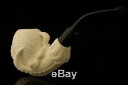 Lattice Eagle's Claw Hand Carved Block Meerschaum Pipe with CASE 10632