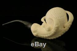 Lattice Eagle's Claw Hand Carved Block Meerschaum Pipe with CASE 10632