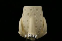 Lattice Eagle's Claw Hand Carved Block Meerschaum Pipe with custom CASE 10858