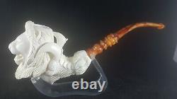 Leo head eagle claw meerschaum pipe, hand carved pipe, smoking pipe