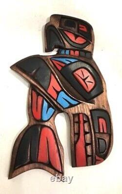 Lester EDWARDS 12.5 EAGLE/WHALE Coast Salish CARVING Hand Painted IndigenousArt