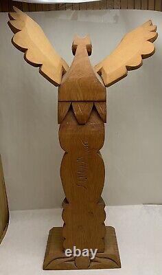 Lg 19 NW Coast Totem Pole Hand Carved by Dave Williams Eagle Killer Whale Bird