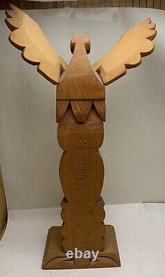 Lg 19 NW Coast Totem Pole Hand Carved by Dave Williams Eagle Killer Whale Bird