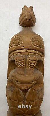 Lg 19 NW Coast Totem Pole Hand Carved by Dave Williams Eagle Killer Whale Bird