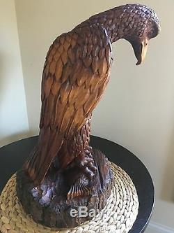 Life Sized Large Hand Carved Eagle by artist Walter Furr