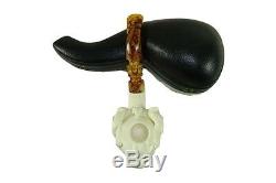 Lion Head in Eagle's Claw Meerschaum Pipe Hand Carved With Case White-ish