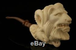 Lion in Eagle's Claw Hand Carved Block Meerschaum Pipe with CASE 10633