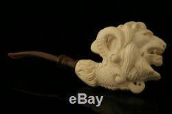 Lion in Eagle's Claw Hand Carved Block Meerschaum Pipe with CASE 10633