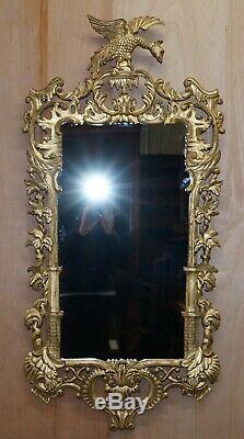 Lovely Vintage Circa 1940's Giltwood Eagle Hand Carved Tall Mirror 140cm X 68cm