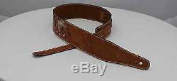 MOUSAI Handmade Guitar Strap w\Screaming Eagle-HandCarved-Argentine Leather