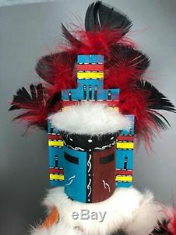 Masked Eagle Dancer Kachina Hand Carved Signed Native American For Repair(WS)