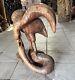 Massive Vintage Hand Carved Statue Neem Wood Eagle Fighting With A Snake