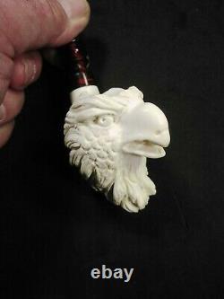 Meerschaum Eagle 100%block hand carved by CELEBI in Turkey new Pipe in case