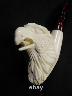 Meerschaum Eagle 100%block hand carved by CELEBI in Turkey new Pipe in case