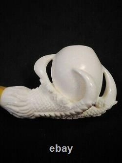 Meerschaum Eagle claw with egg hand carved pipe by CELEBI in Turkey in case